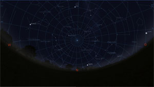 Sternenhimmel am 15.08.2010, 23.00 Uhr - Blick Richtung Norden